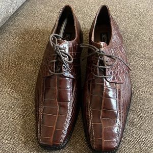 Stacy Adams Brown Leather Crocodile Print Dress Shoe Size 11